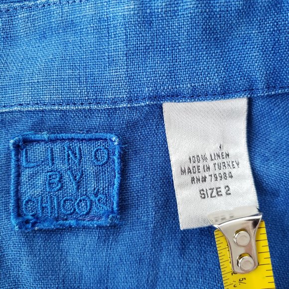 Lino By Chico's 100% Linen Button Up Shirt Blouse - Picture 3 of 7